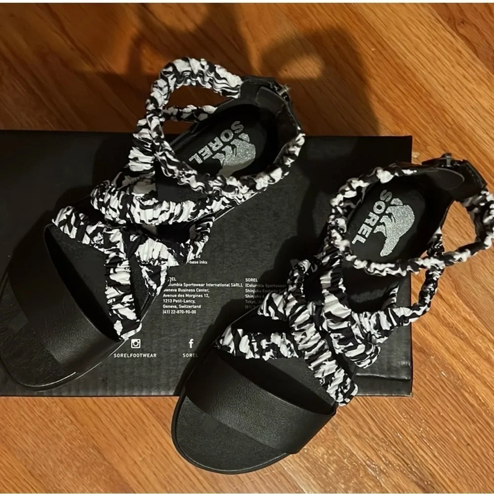Sorel Ella II Ruched Ankle Strap Sandals Women 8 - Picture 1 of 5